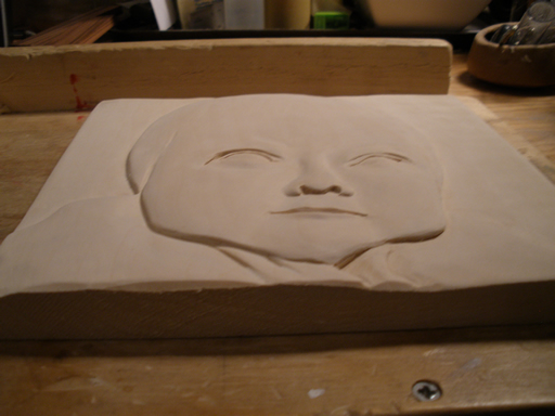 baby relief woodcarving